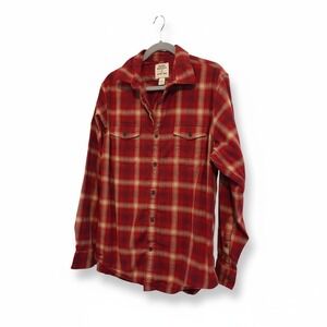 Mens‎ Blake Shelton LANDS' END Plaid Button Down Shirt - Large - Red